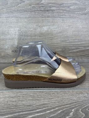 Mephisto Lise Women’s Sz 8/EU 39 Rose Gold Leather Slip On Slides Sandals